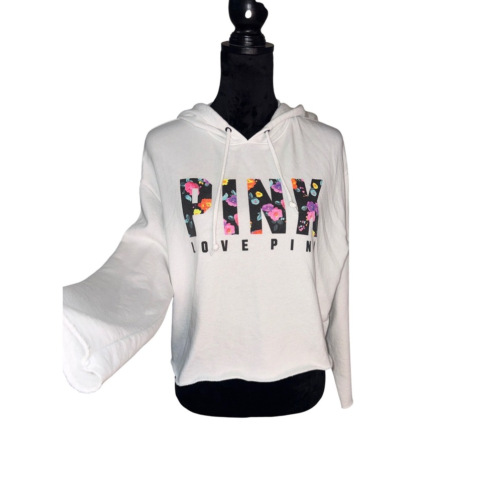 Victoria's Secret Pink White Crop Hoodie Ladies Small